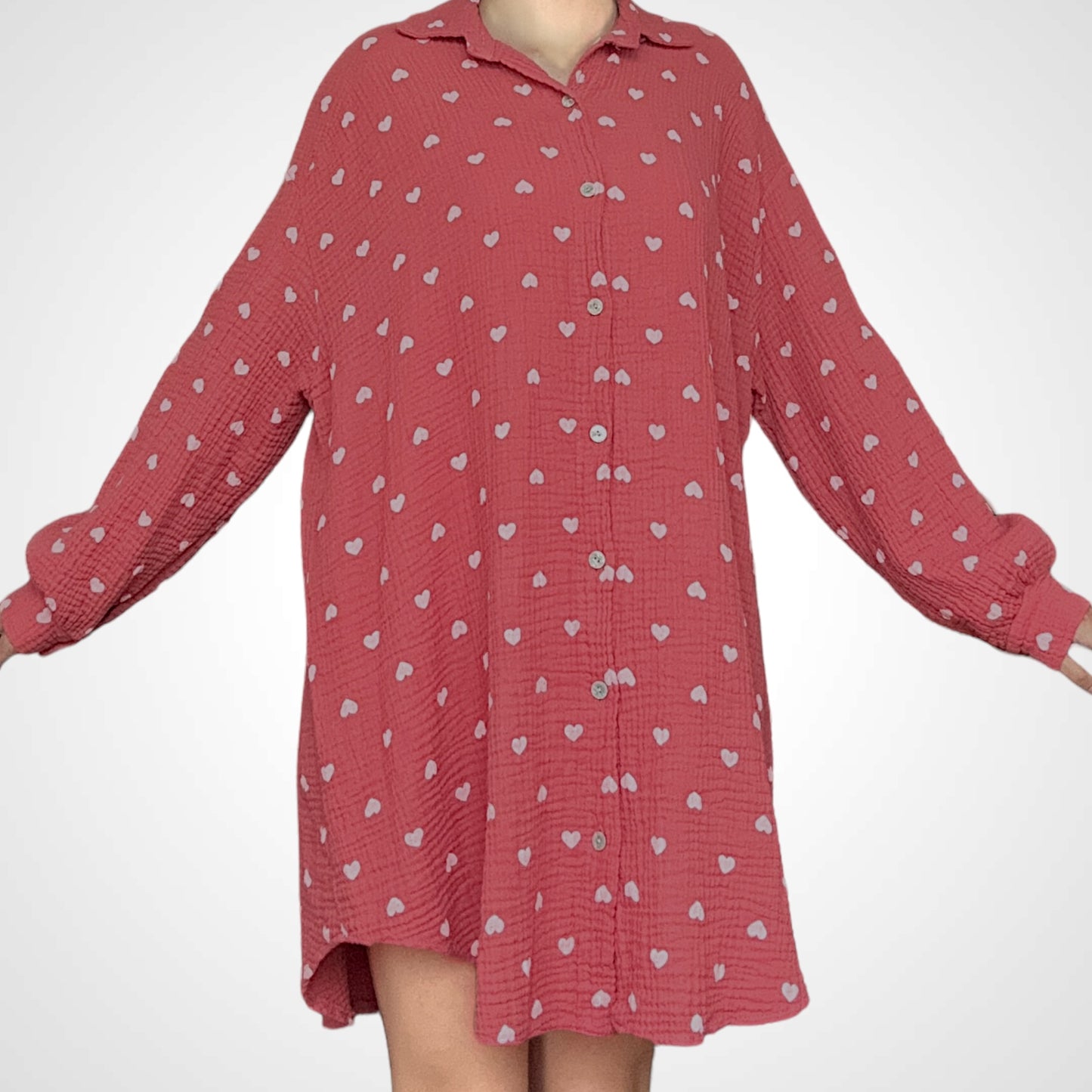 Musselinbluse mit Herzchen - Blush