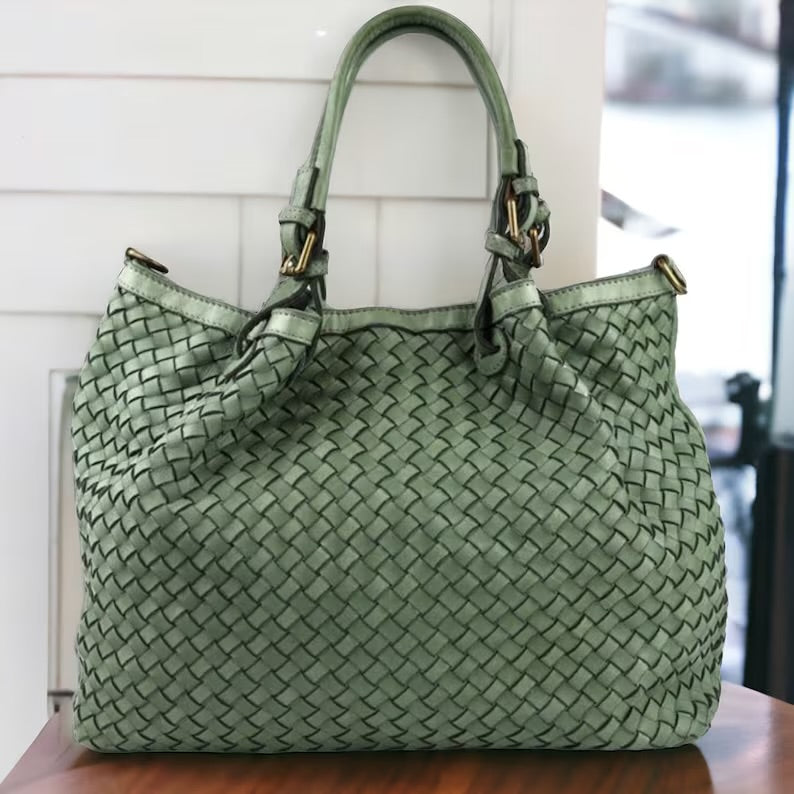 Geflochtene XXL Handtasche - Premium Leder - HOLLY