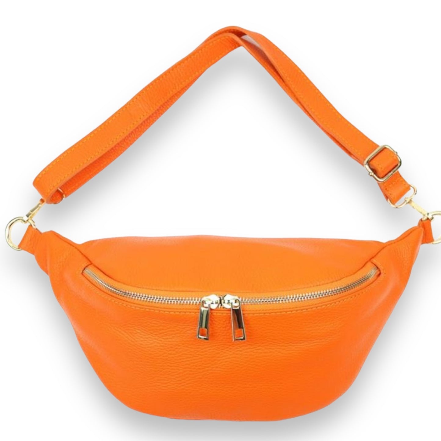 XL Bauchtasche Leder mit goldenem Reißverschluss - BELLA