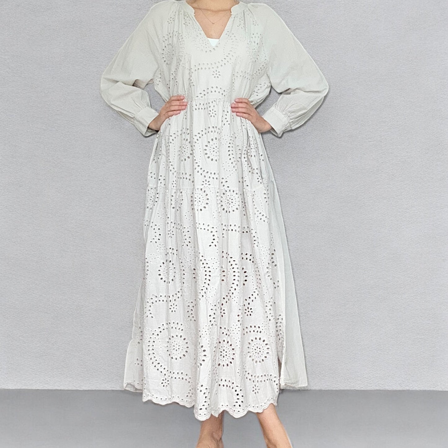Boho Maxikleid mit Broderie Anglaise - ARIA