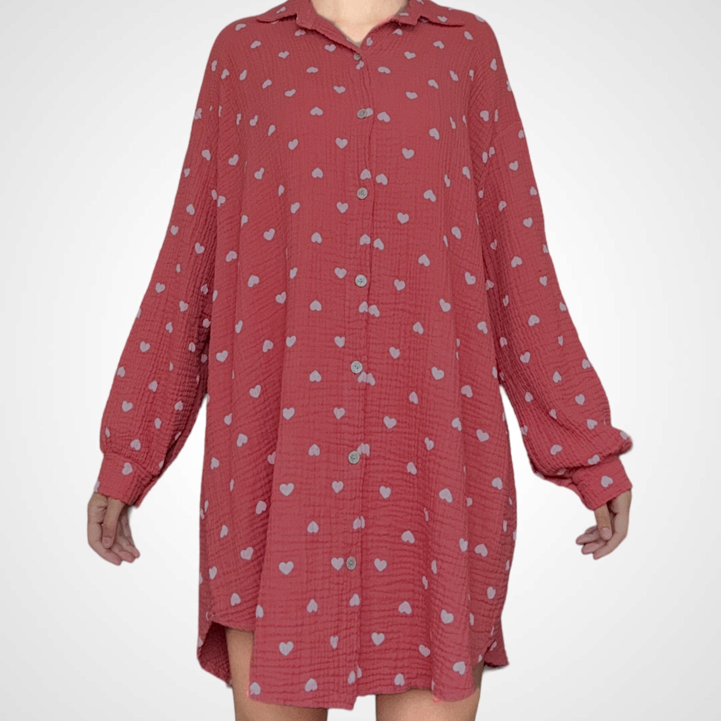 Musselinbluse mit Herzchen - Blush