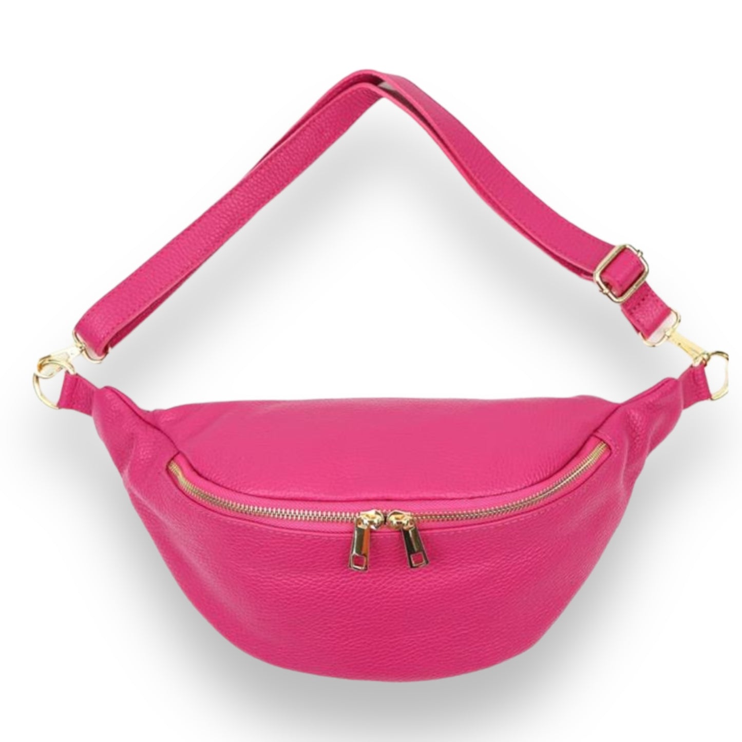 XL Bauchtasche Leder mit goldenem Reißverschluss - BELLA