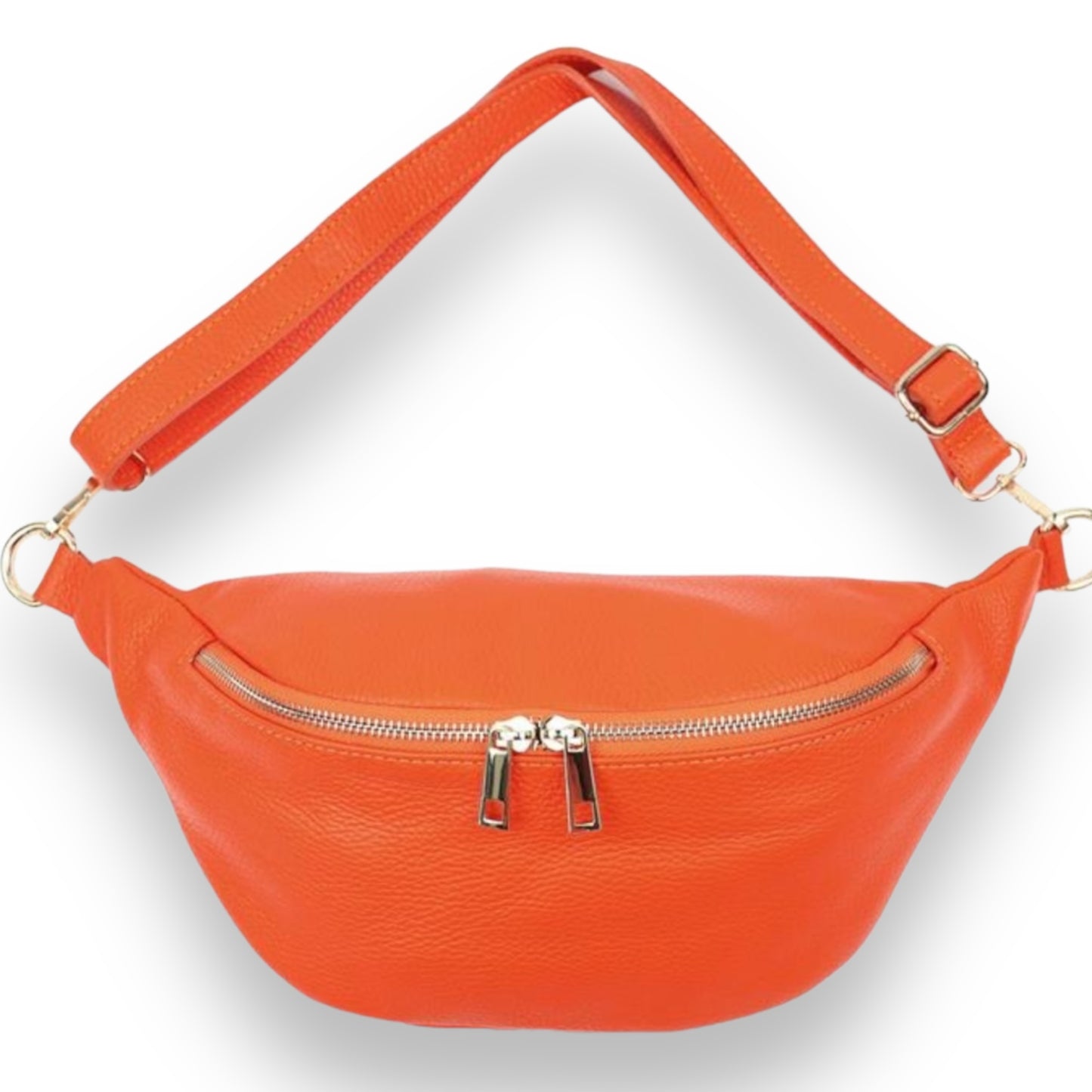 XL Bauchtasche Leder mit goldenem Reißverschluss - BELLA
