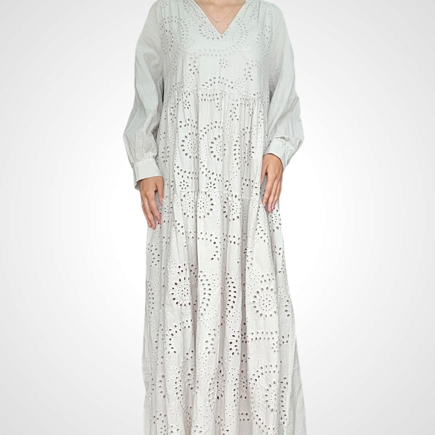 Boho Maxikleid mit Broderie Anglaise - ARIA