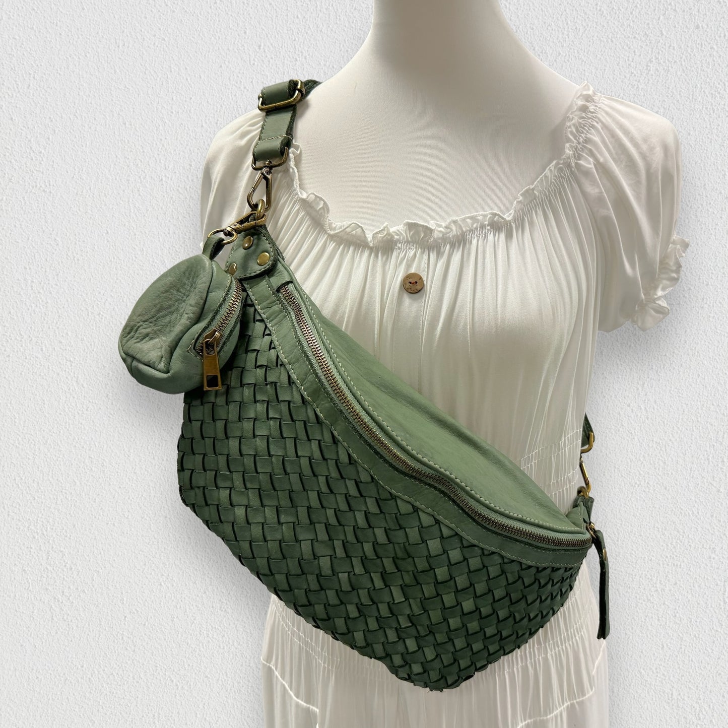 Geflochtene XL Bauchtasche Premium Leder - LILY