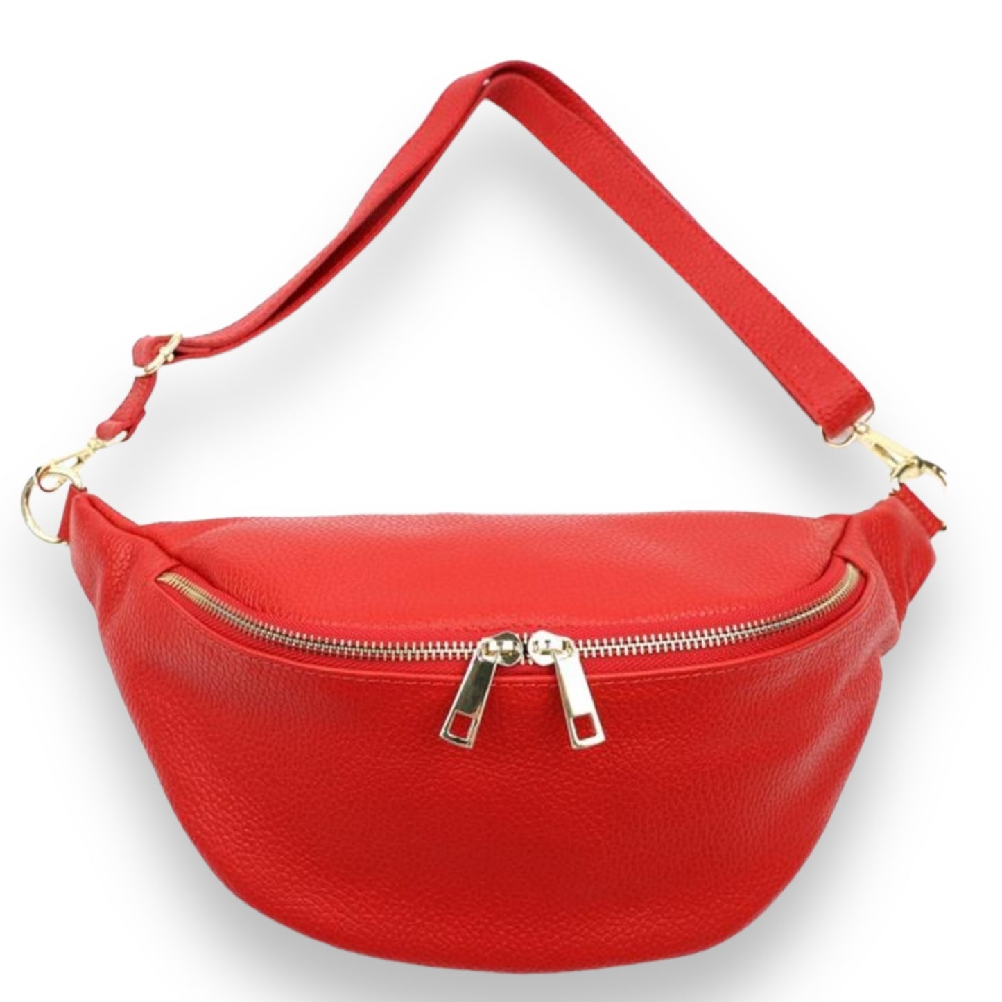 XL Bauchtasche Leder mit goldenem Reißverschluss - BELLA