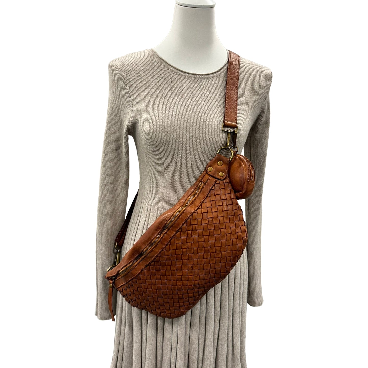 Geflochtene XL Bauchtasche Premium Leder - LILY