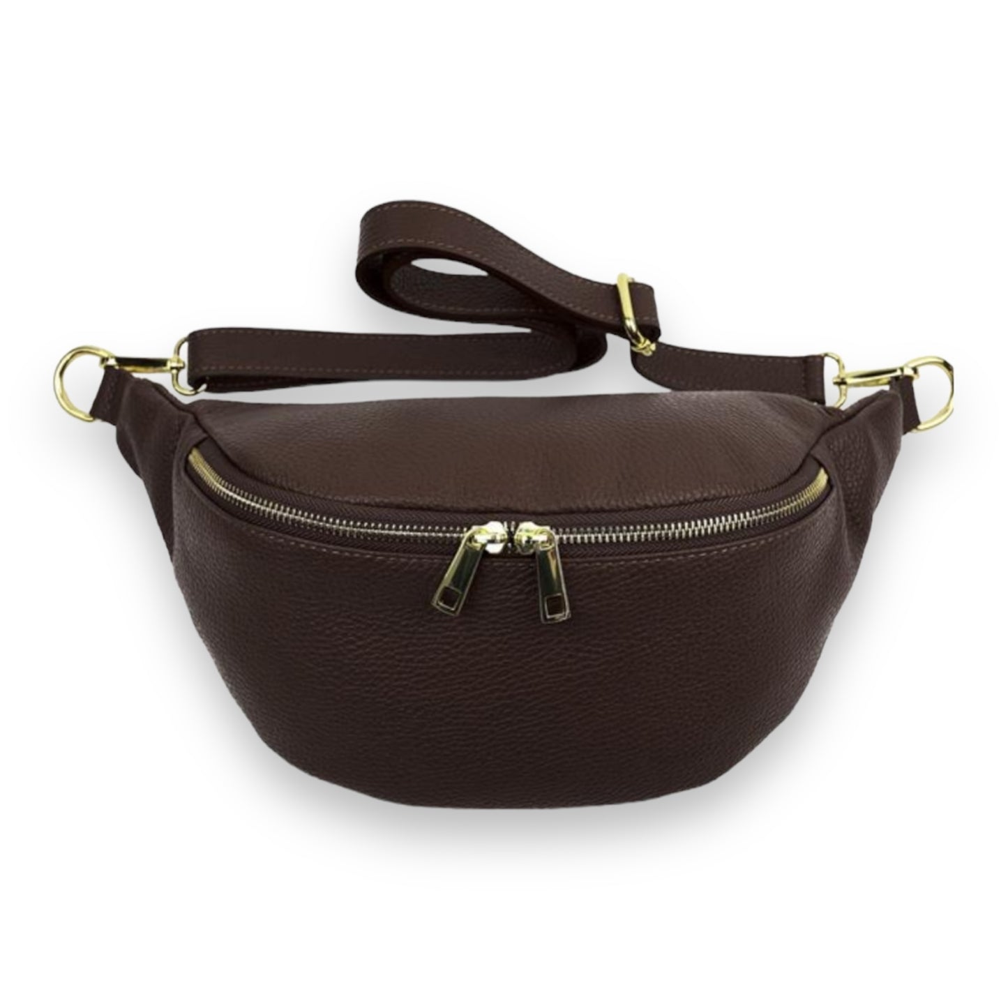 XL Bauchtasche Leder mit goldenem Reißverschluss - BELLA