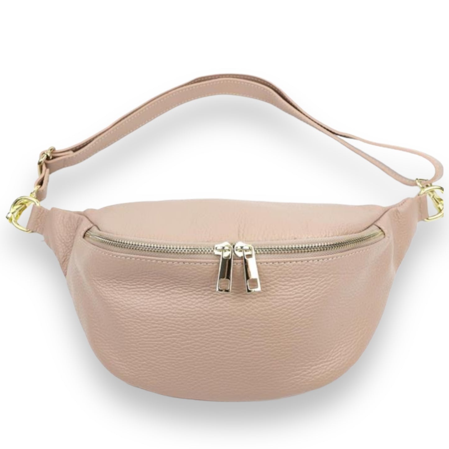 XL Bauchtasche Leder mit goldenem Reißverschluss - BELLA