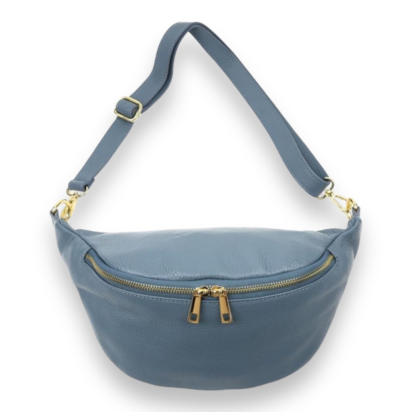 XL Bauchtasche Leder mit goldenem Reißverschluss - BELLA