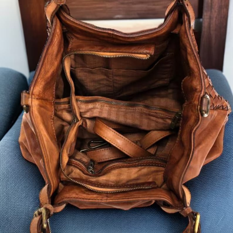 Geflochtene XXL Handtasche - Premium Leder - HOLLY