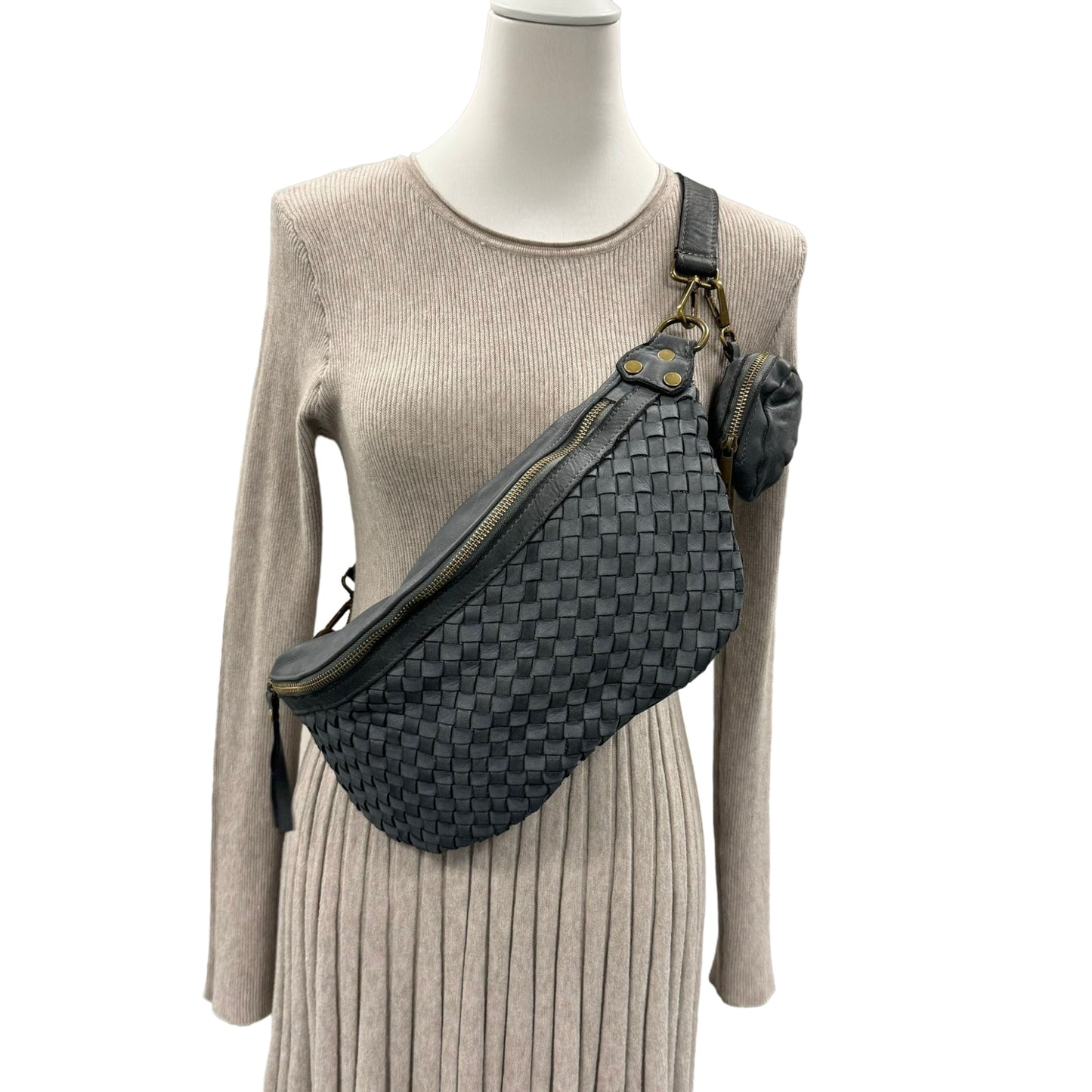Geflochtene XL Bauchtasche Premium Leder - LILY