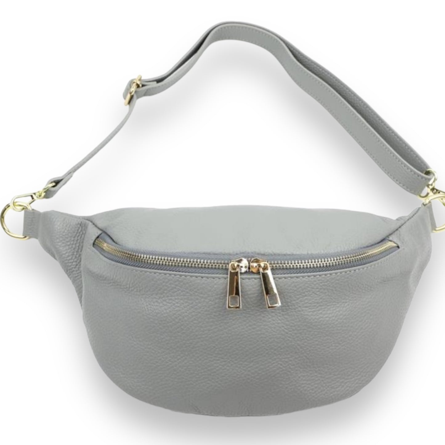 XL Bauchtasche Leder mit goldenem Reißverschluss - BELLA