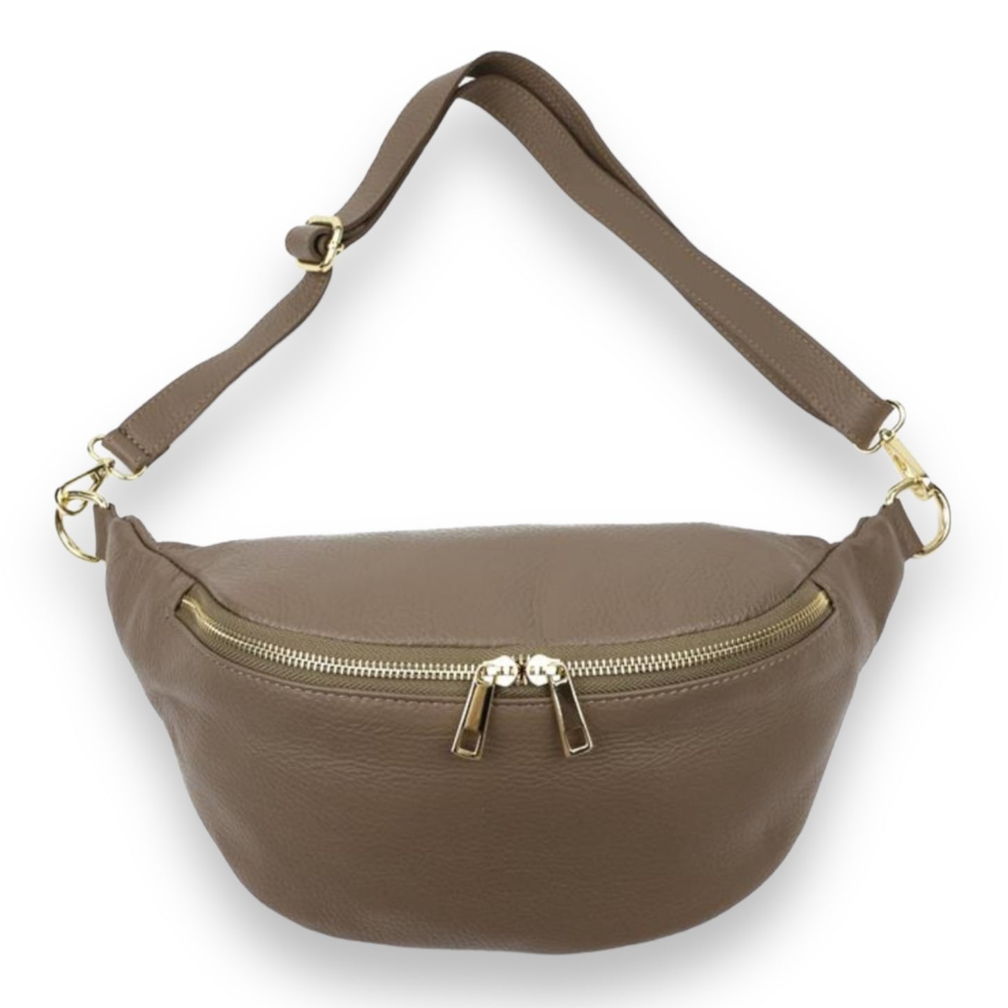 XL Bauchtasche Leder mit goldenem Reißverschluss - BELLA