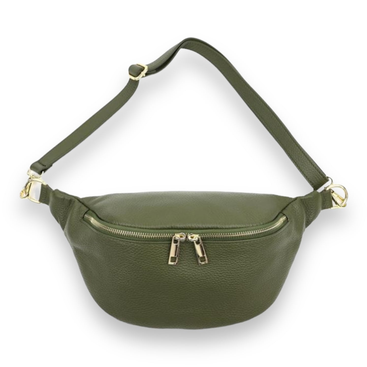 XL Bauchtasche Leder mit goldenem Reißverschluss - BELLA
