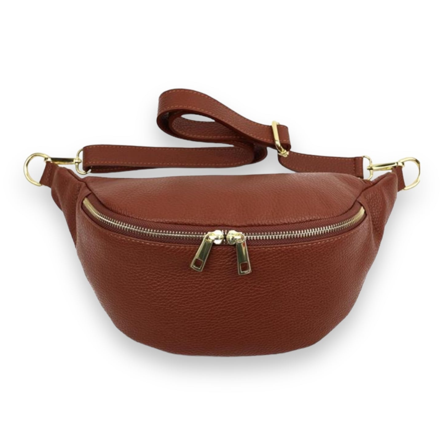 XL Bauchtasche Leder mit goldenem Reißverschluss - BELLA