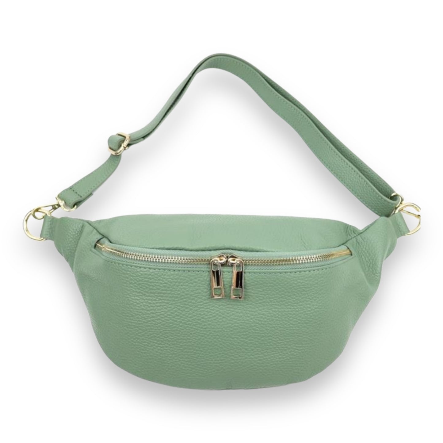XL Bauchtasche Leder mit goldenem Reißverschluss - BELLA