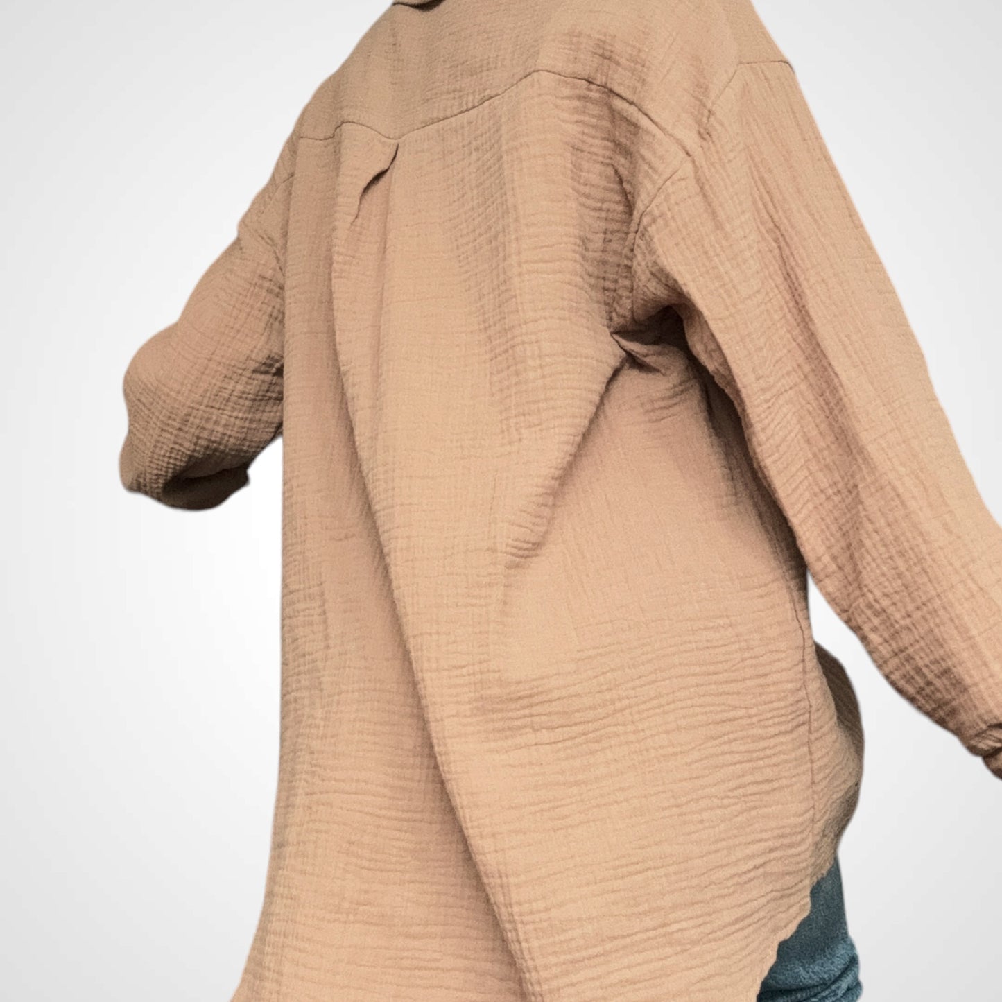 Oversize Musselinbluse Mittel - Karamell