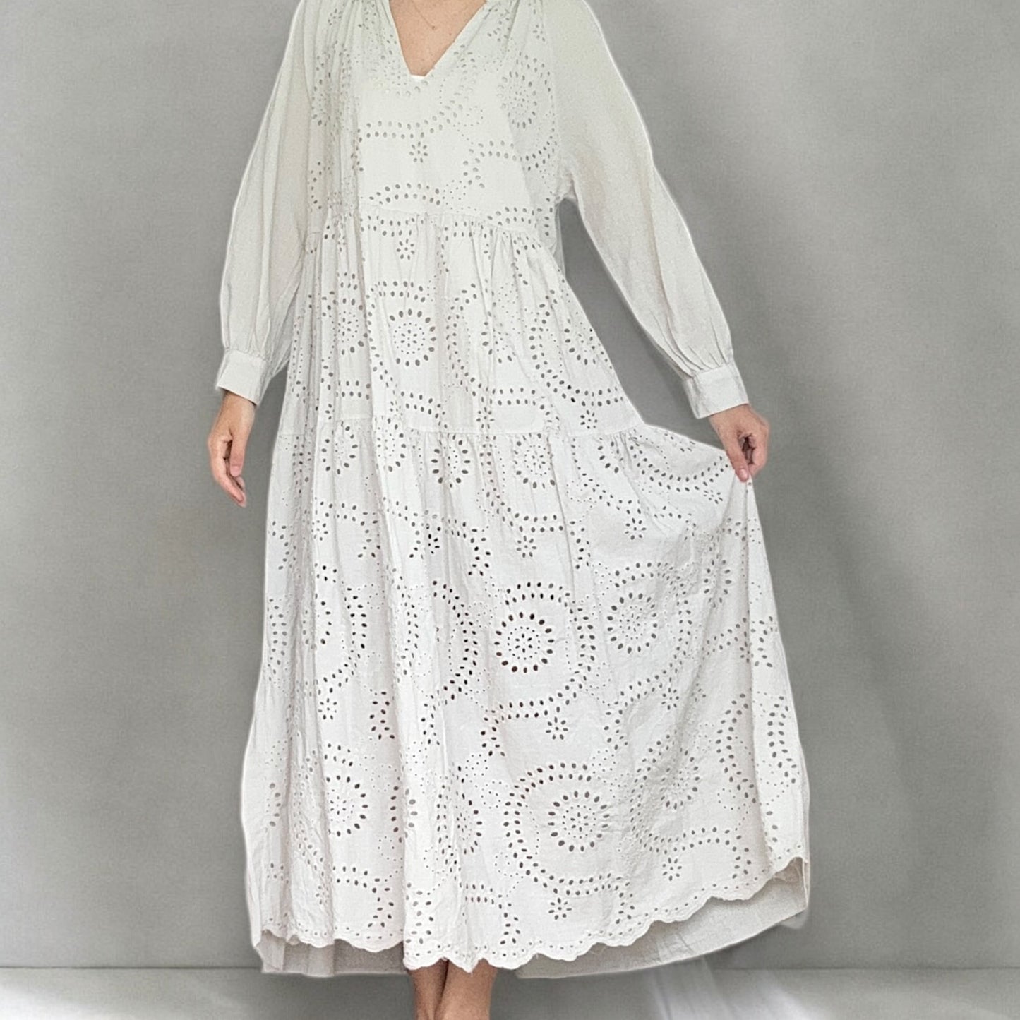 Boho Maxikleid mit Broderie Anglaise - ARIA