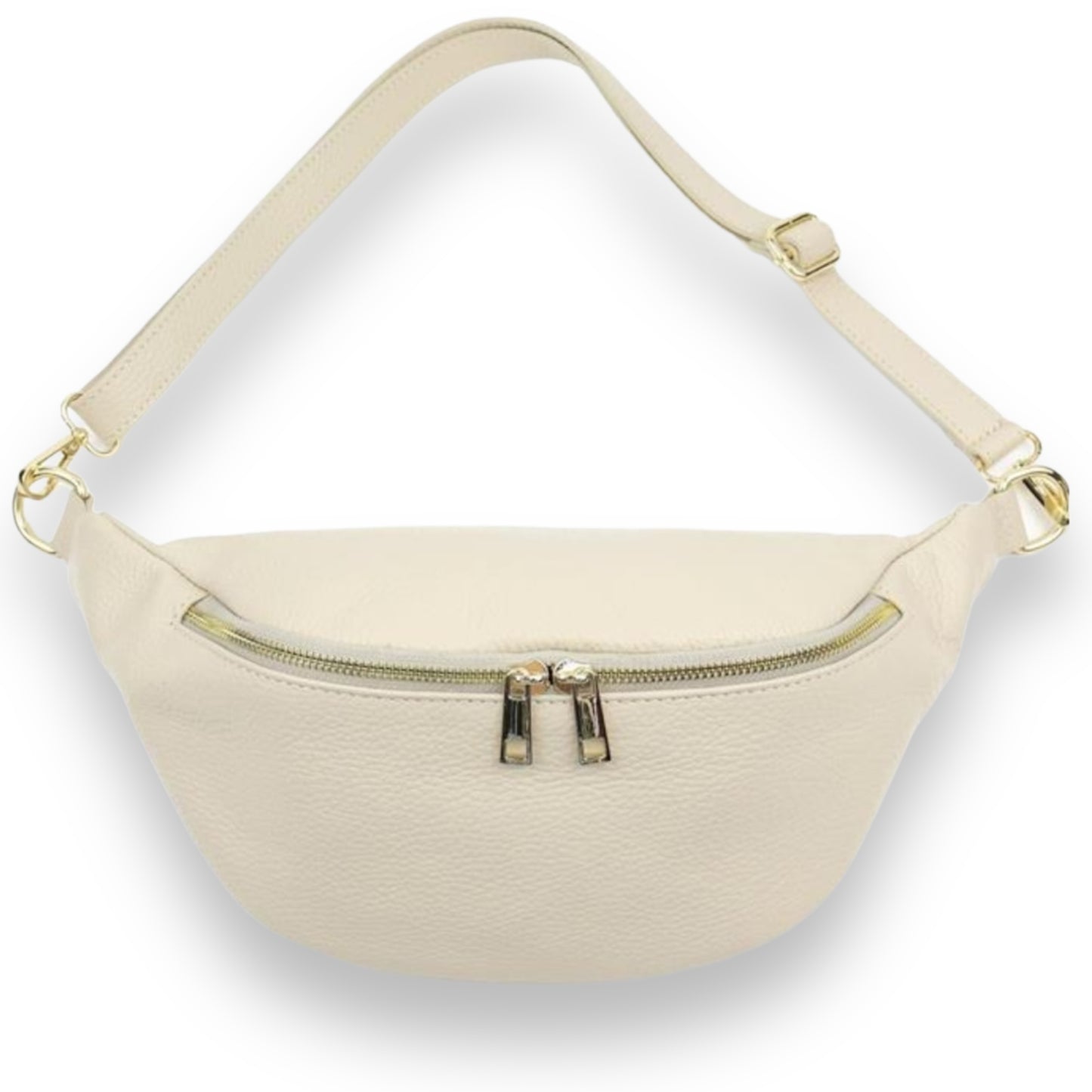 XL Bauchtasche Leder mit goldenem Reißverschluss - BELLA
