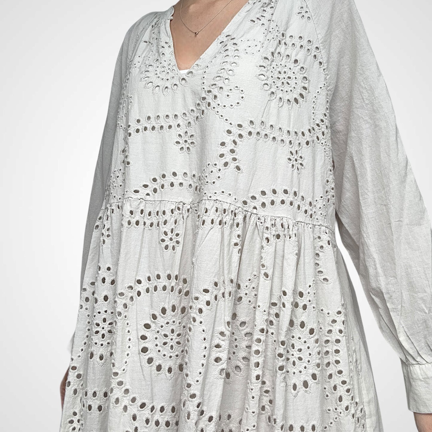 Boho Maxikleid mit Broderie Anglaise - ARIA