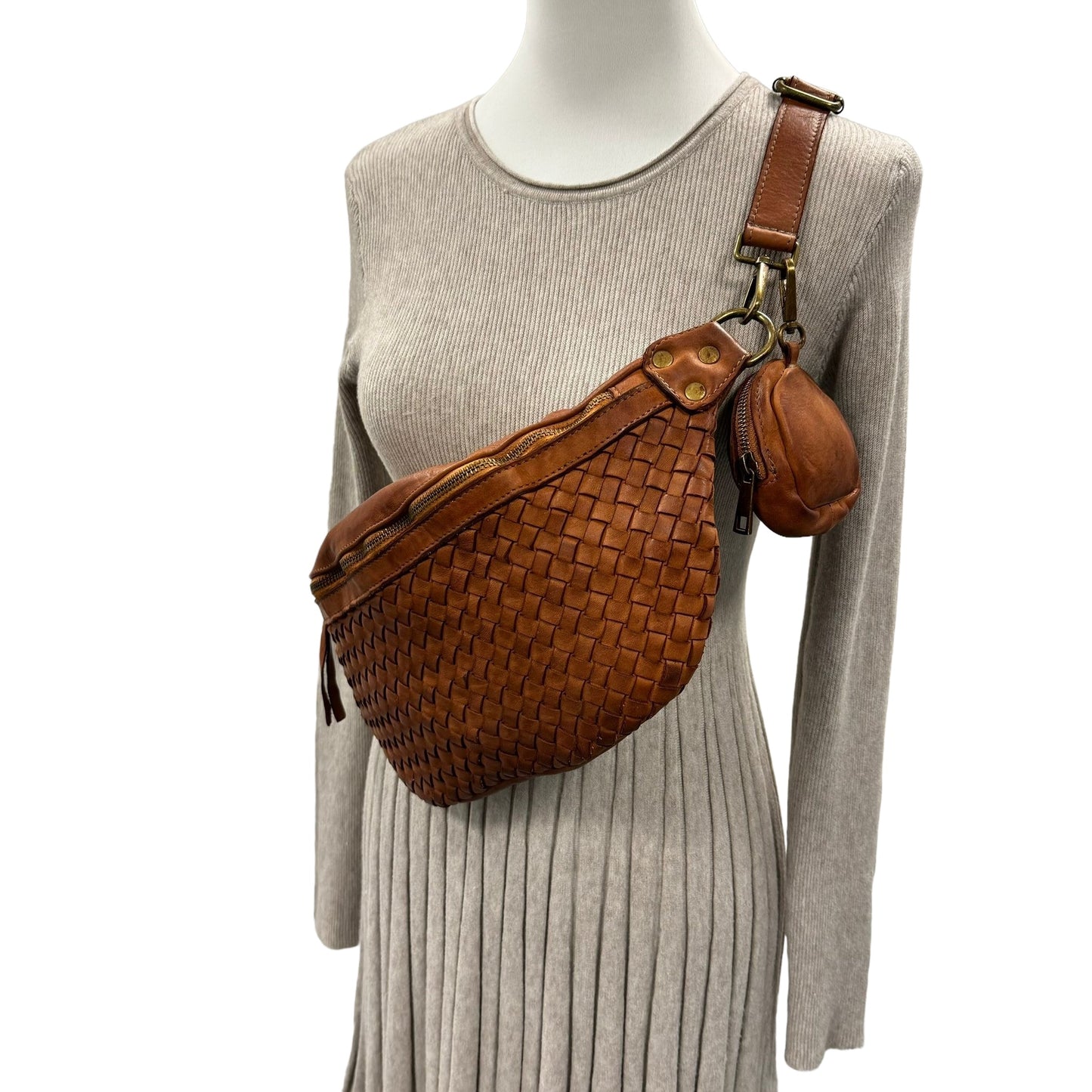 Geflochtene XL Bauchtasche Premium Leder - LILY