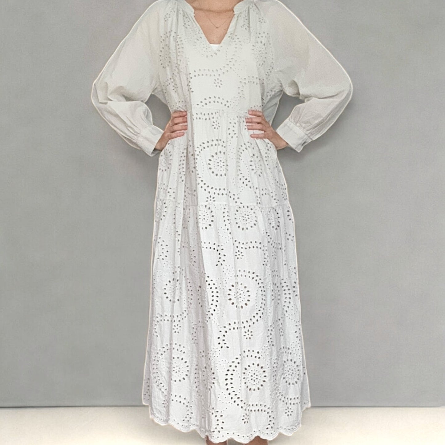 Boho Maxikleid mit Broderie Anglaise - ARIA
