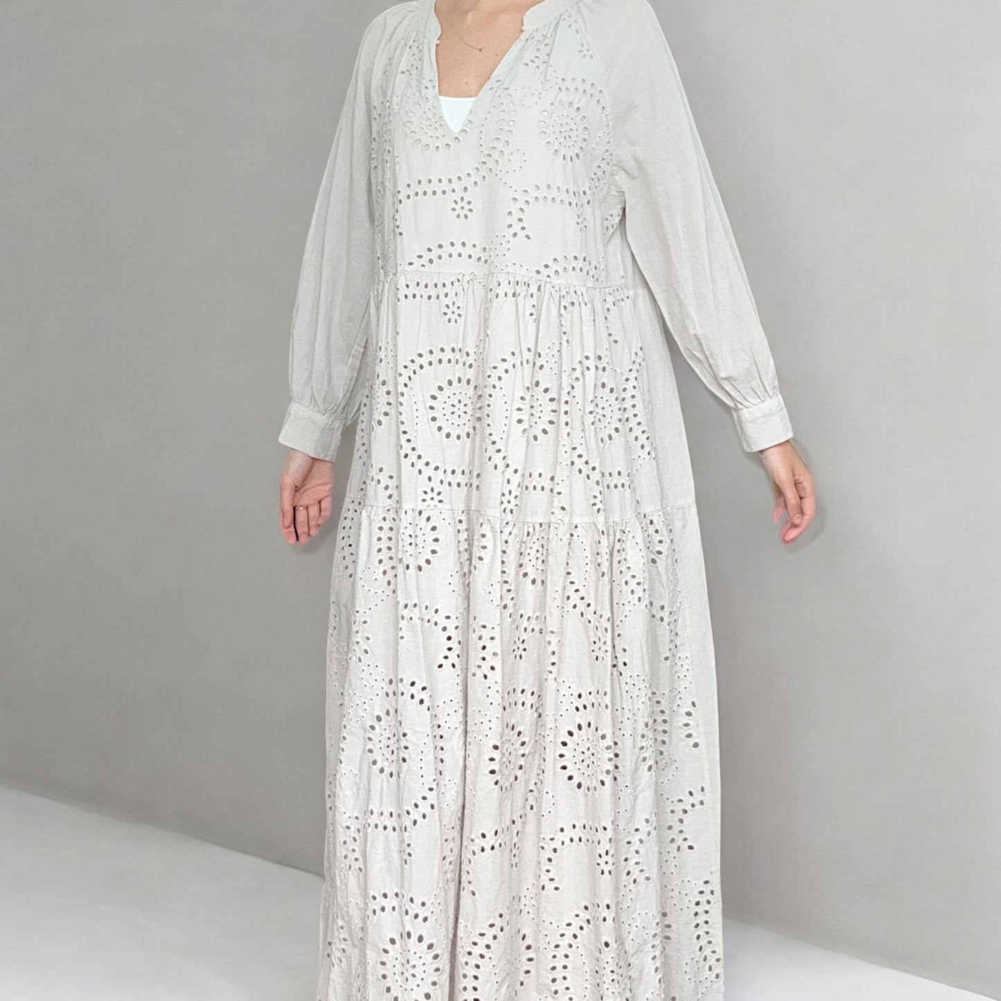 Boho Maxikleid mit Broderie Anglaise - ARIA