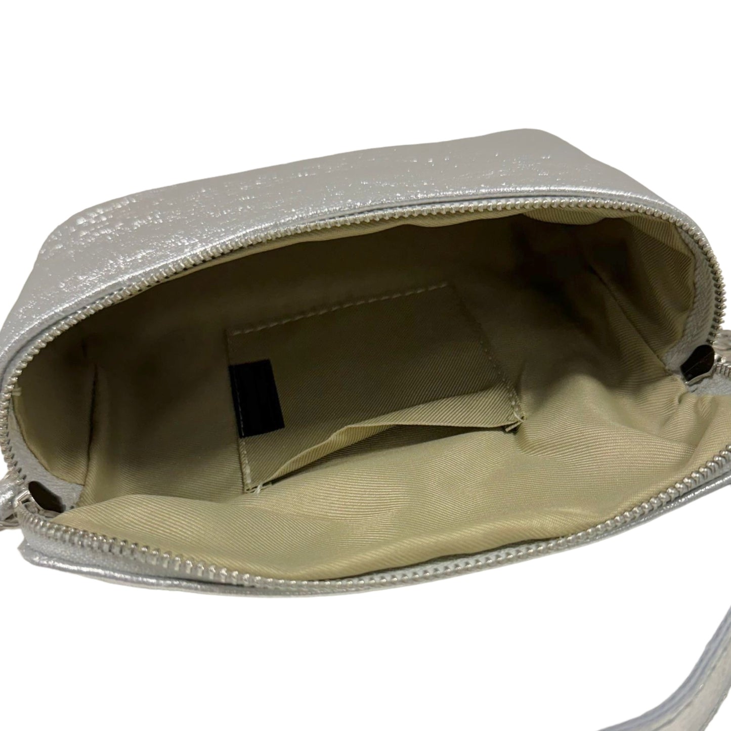 Bauchtasche Leder mit Geldbörse - und Reißverschluss silber