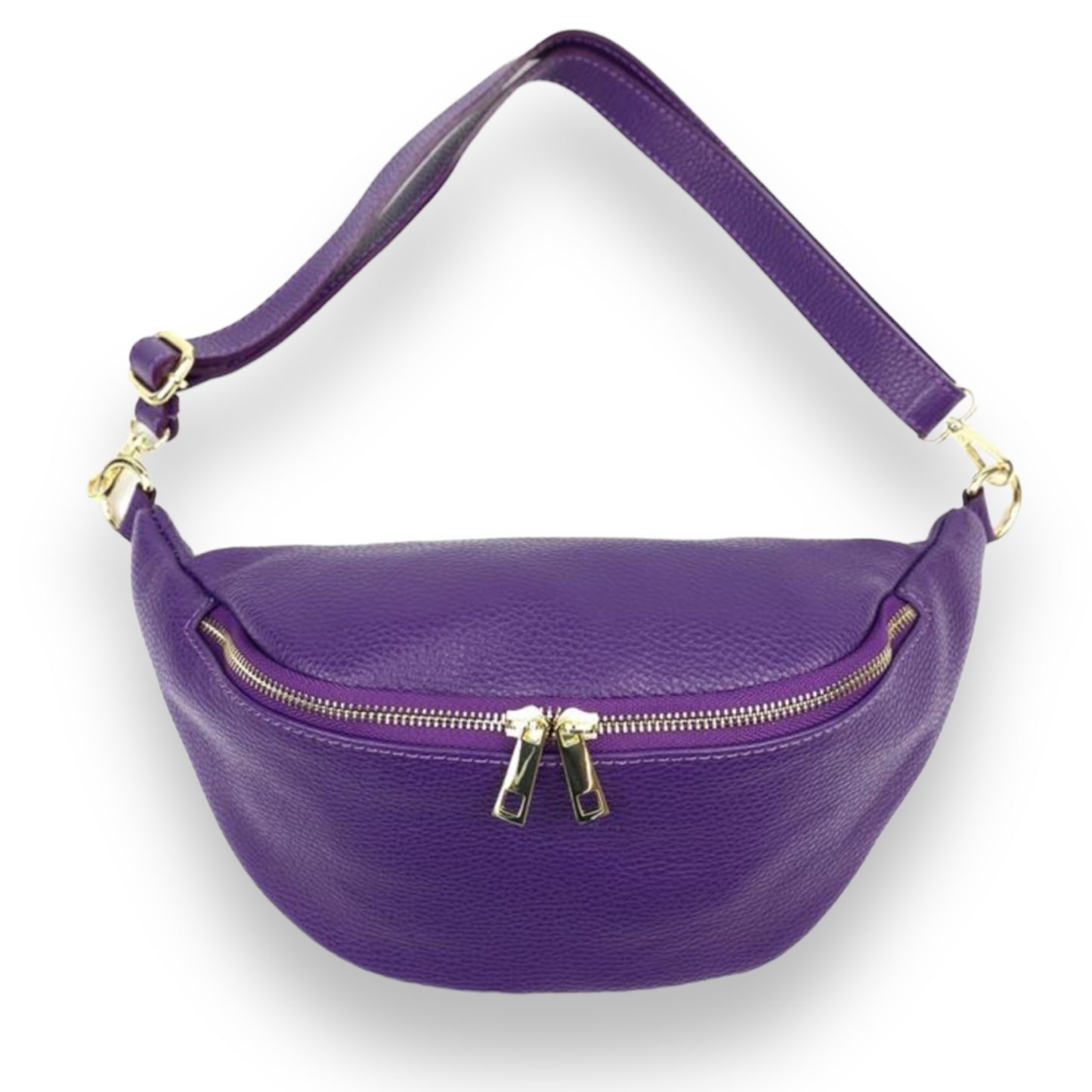 XL Bauchtasche Leder mit goldenem Reißverschluss - BELLA
