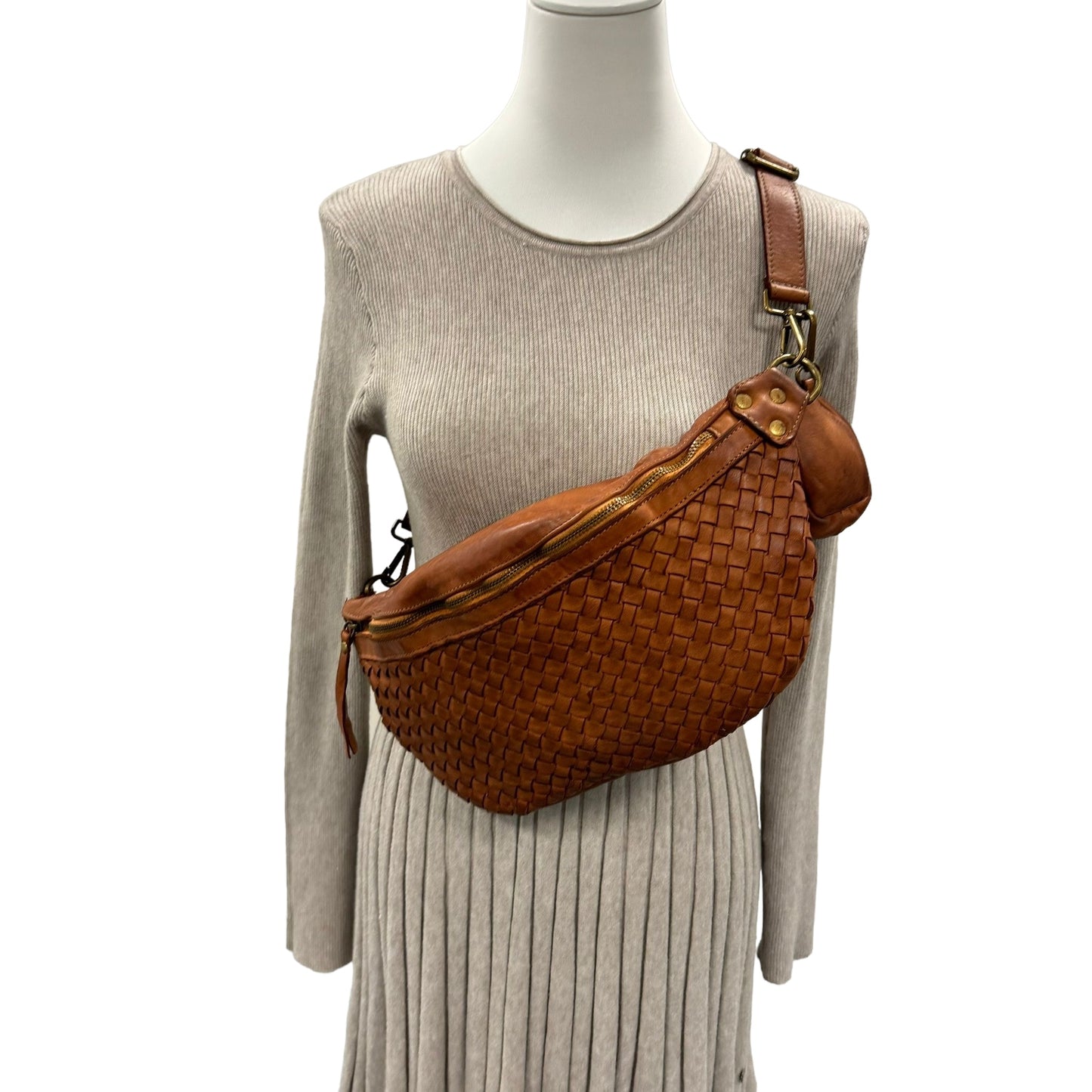 Geflochtene XL Bauchtasche Premium Leder - LILY