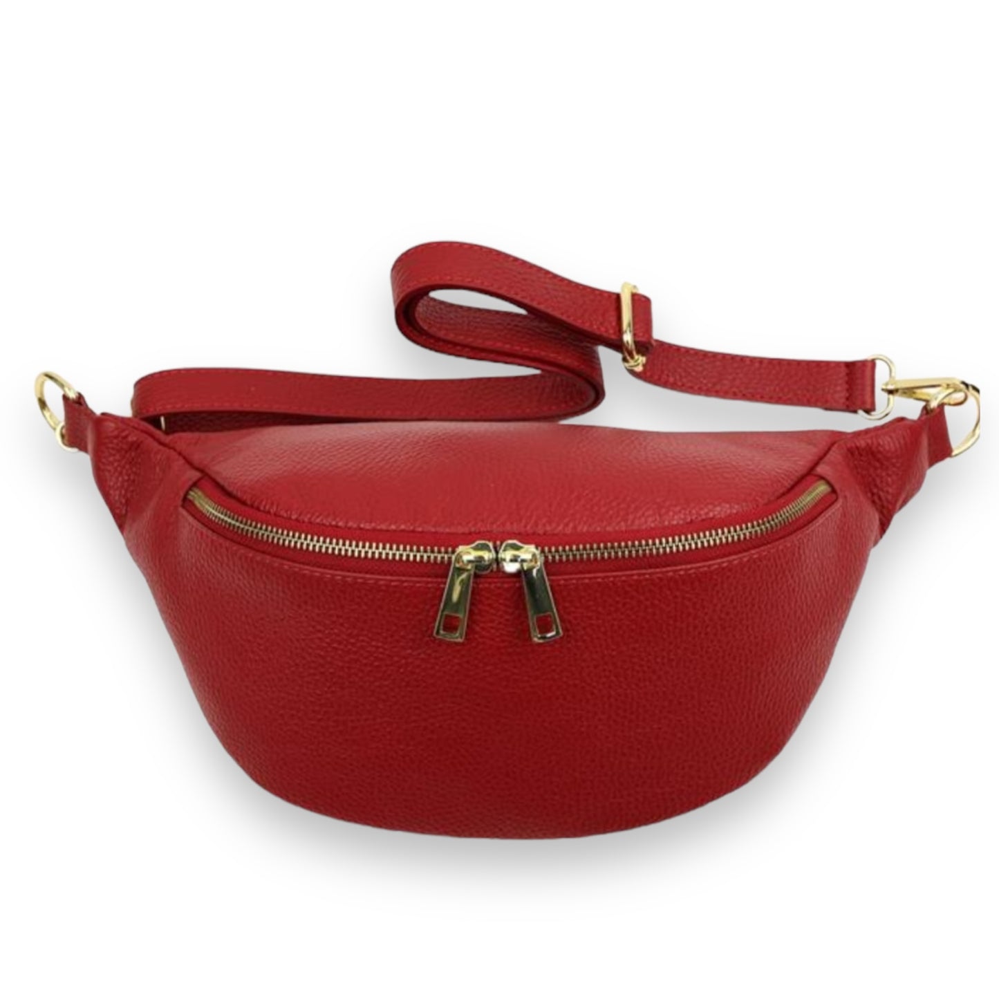 XL Bauchtasche Leder mit goldenem Reißverschluss - BELLA