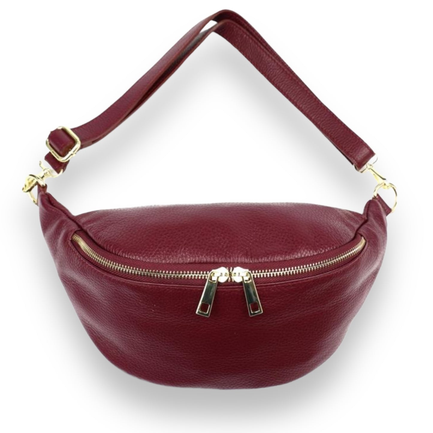 XL Bauchtasche Leder mit goldenem Reißverschluss - BELLA