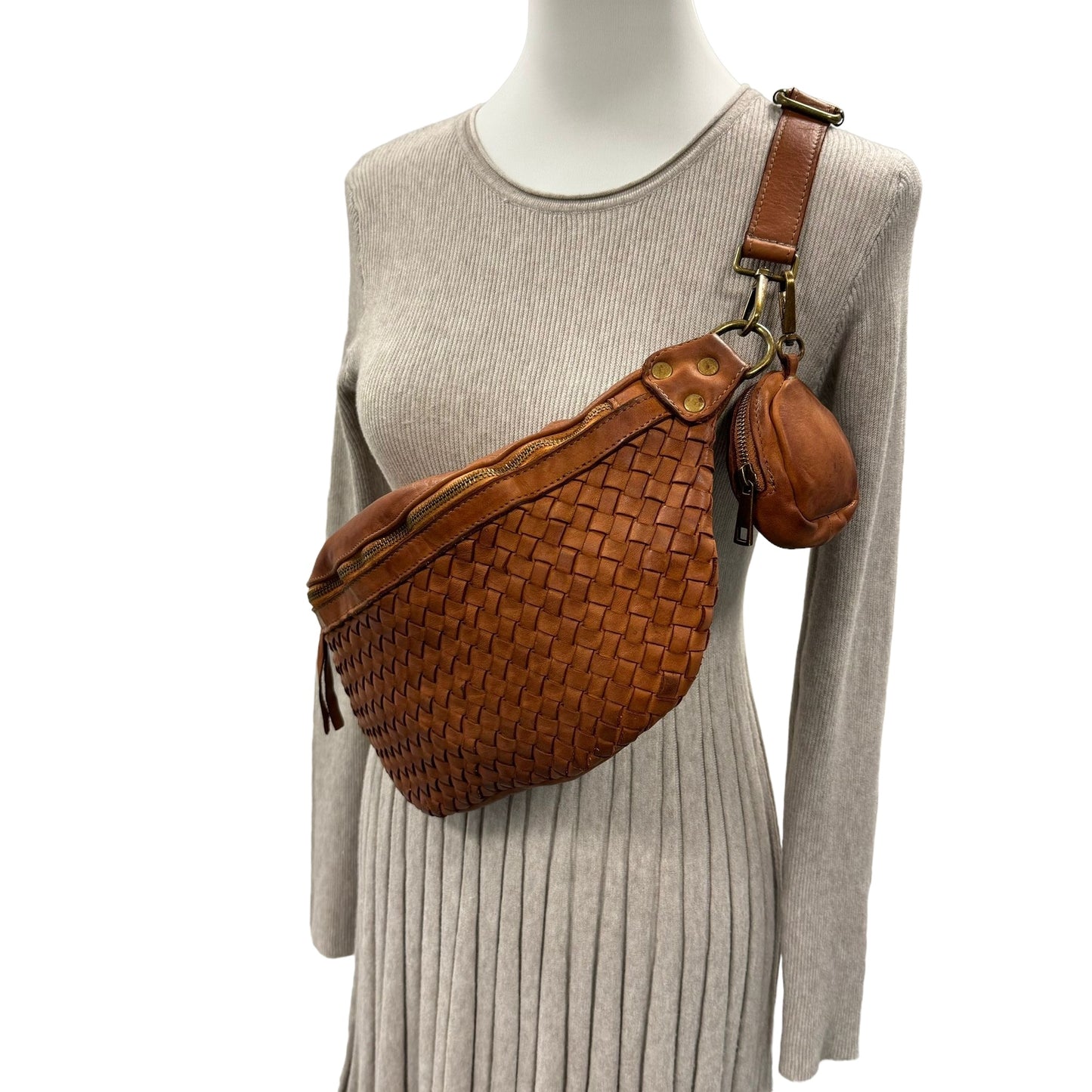 Geflochtene XL Bauchtasche Premium Leder - LILY