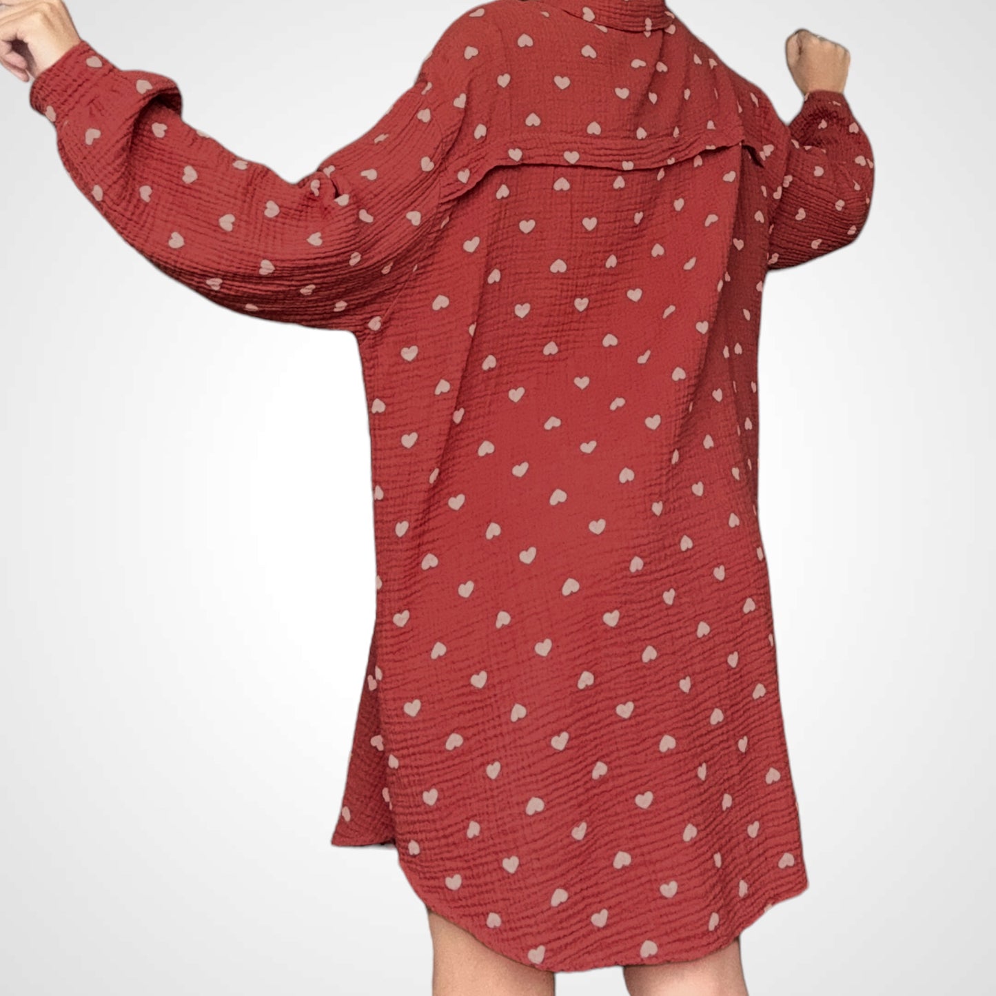 Musselinbluse mit Herzchen - Blush