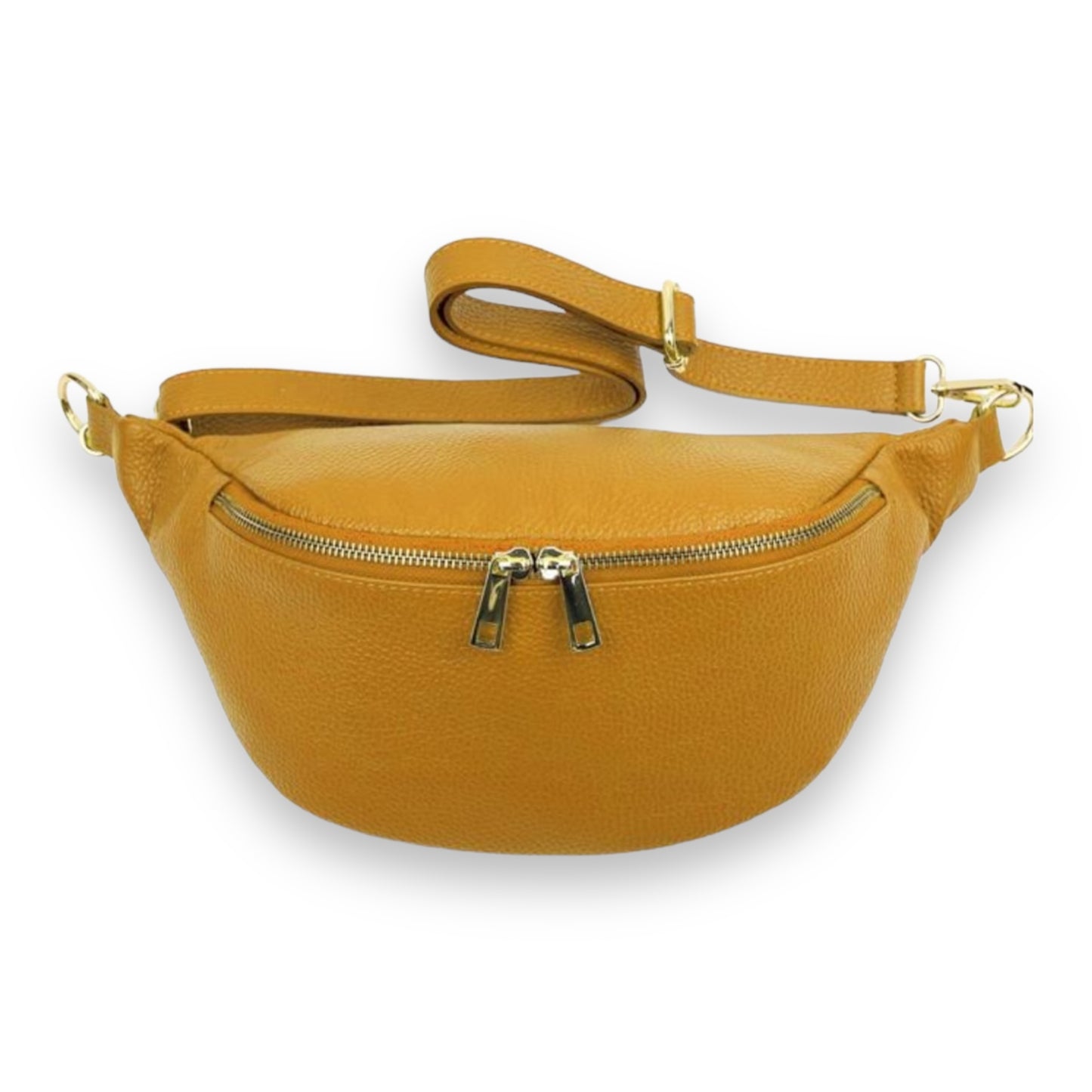 XL Bauchtasche Leder mit goldenem Reißverschluss - BELLA