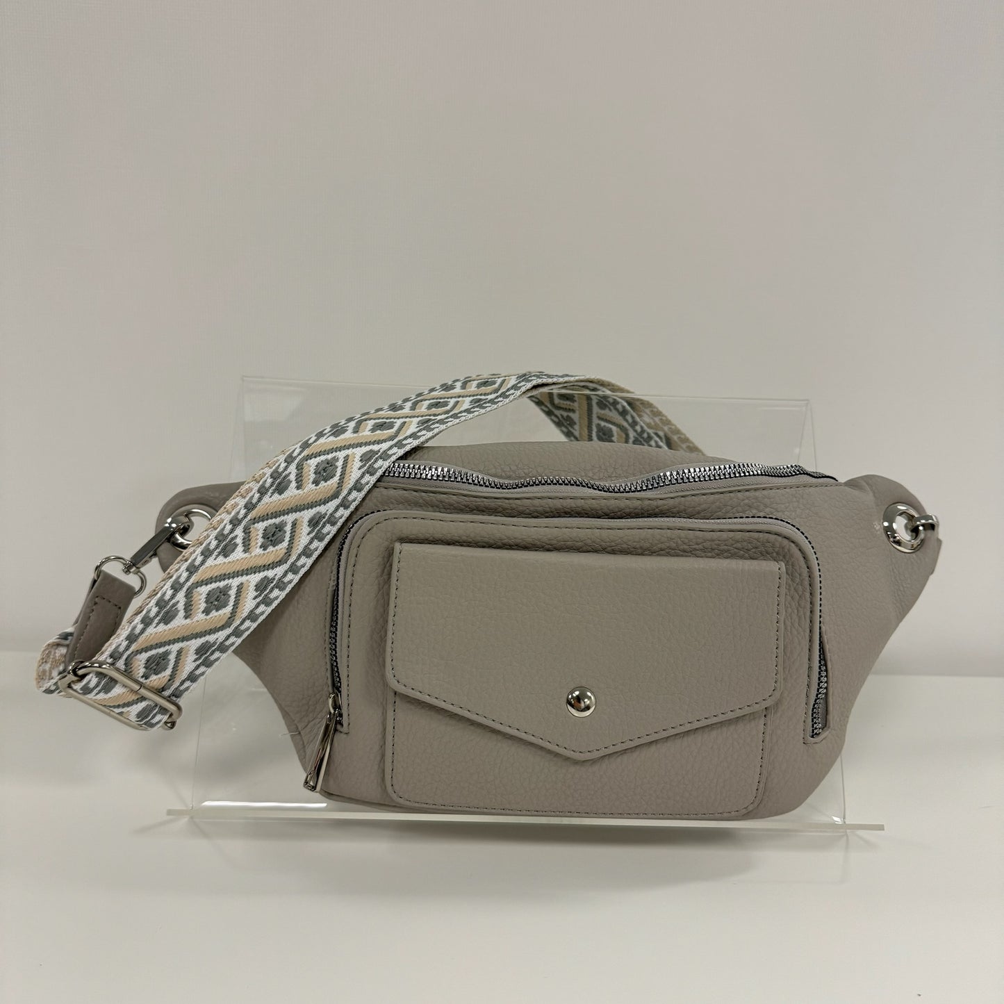 Damen Crossbody Tasche M Bauchtasche Moon Bag Vegan Leder