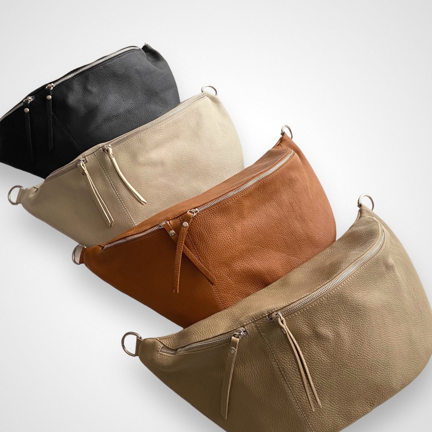 Crossbody Bag Leder, große Bauchtasche, XXL Tasche, Crossbag, Crossbody Tasche, Umhängetasche Damen, Crossover Bag, Slingbag - Farbauswahl