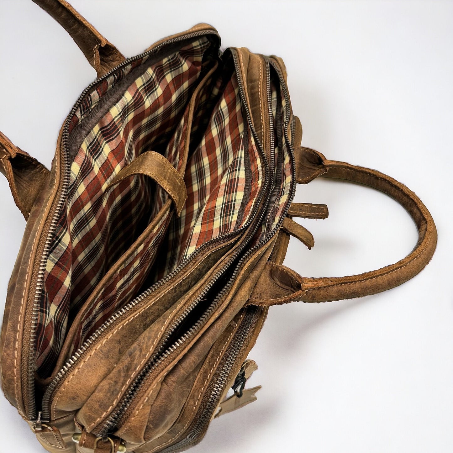 XL Laptoptasche | 3 Fächer Büffel Leder | Aktentasche | Umhängetasche | Reisetasche