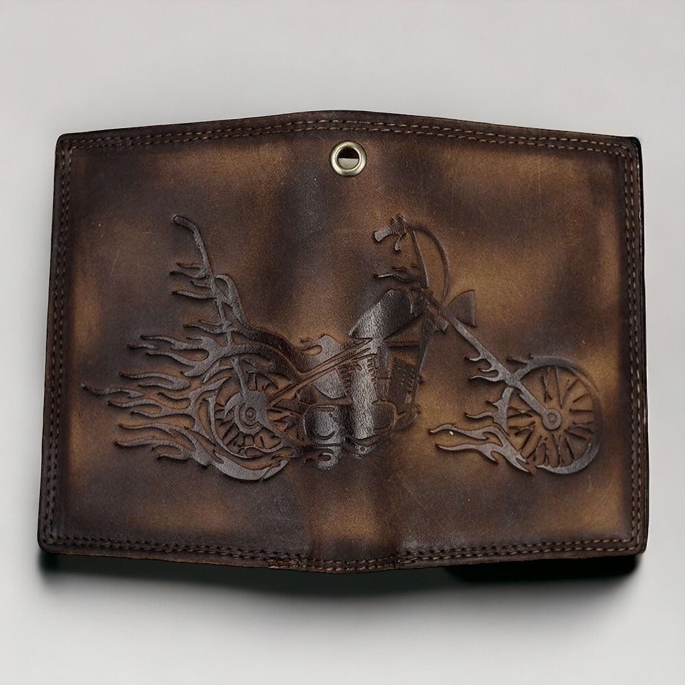 Büffelleder Geldbörse | Portemonnaie Herren | RFID-Schutz | Brieftasche | Motorrad | hochformat