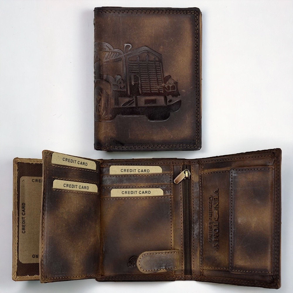 Büffelleder Geldbörse | Portemonnaie | RFID-Schutz | Brieftasche Herren | LKW Truck