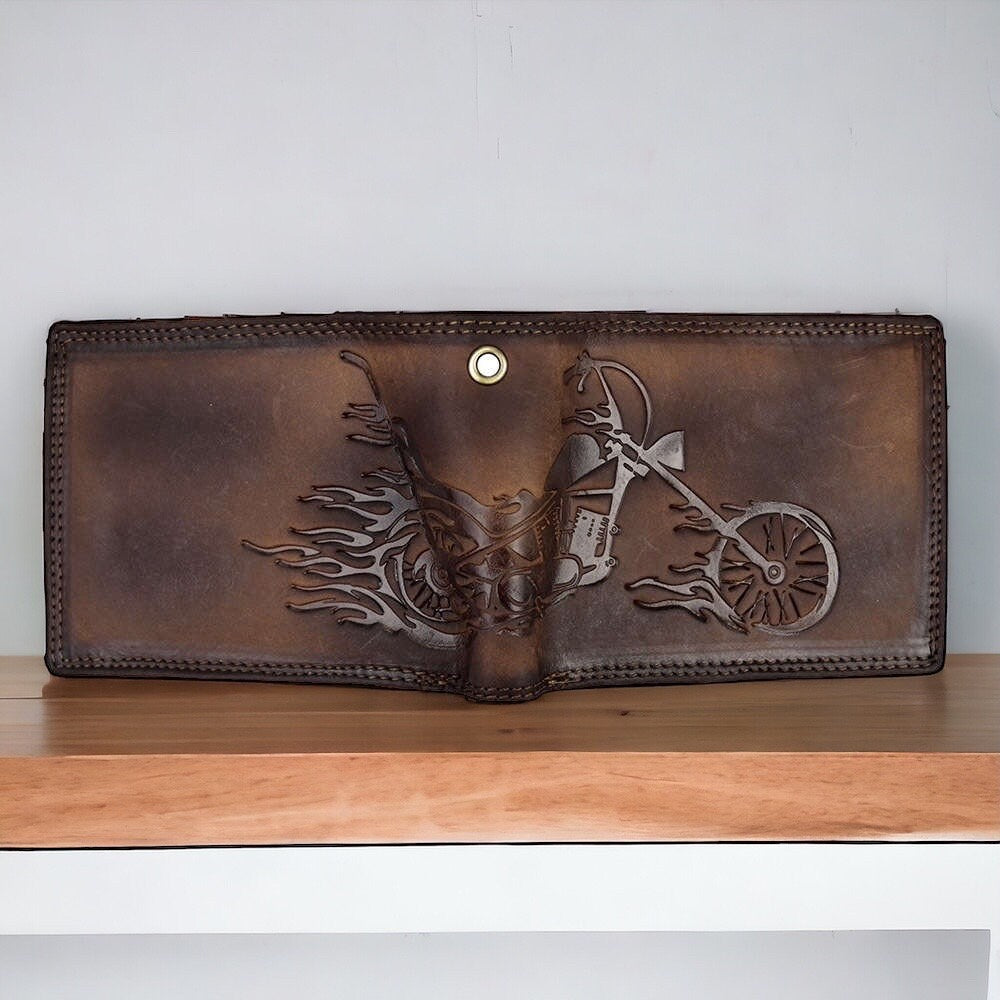 Büffel Leder Geldbörse | Portemonnaie | RFID-Schutz | Herren Brieftasche | Motorrad