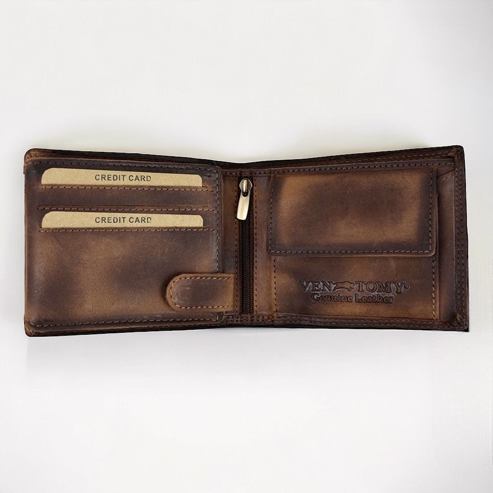 Büffel Leder Geldbörse | Portemonnaie | RFID-Schutz | Herren Brieftasche | Motorrad