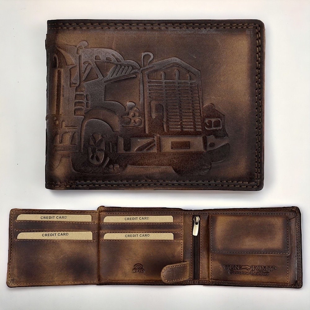 Büffel Leder Geldbörse | Portemonnaie | RFID-Schutz | Herren Brieftasche | LKW | Lastwagen