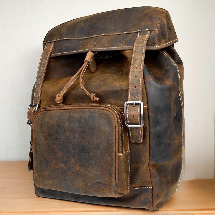Hunterleder Rucksack | Reisetasche | Hunter-Leder | Wanderrucksack | Vintage Braun