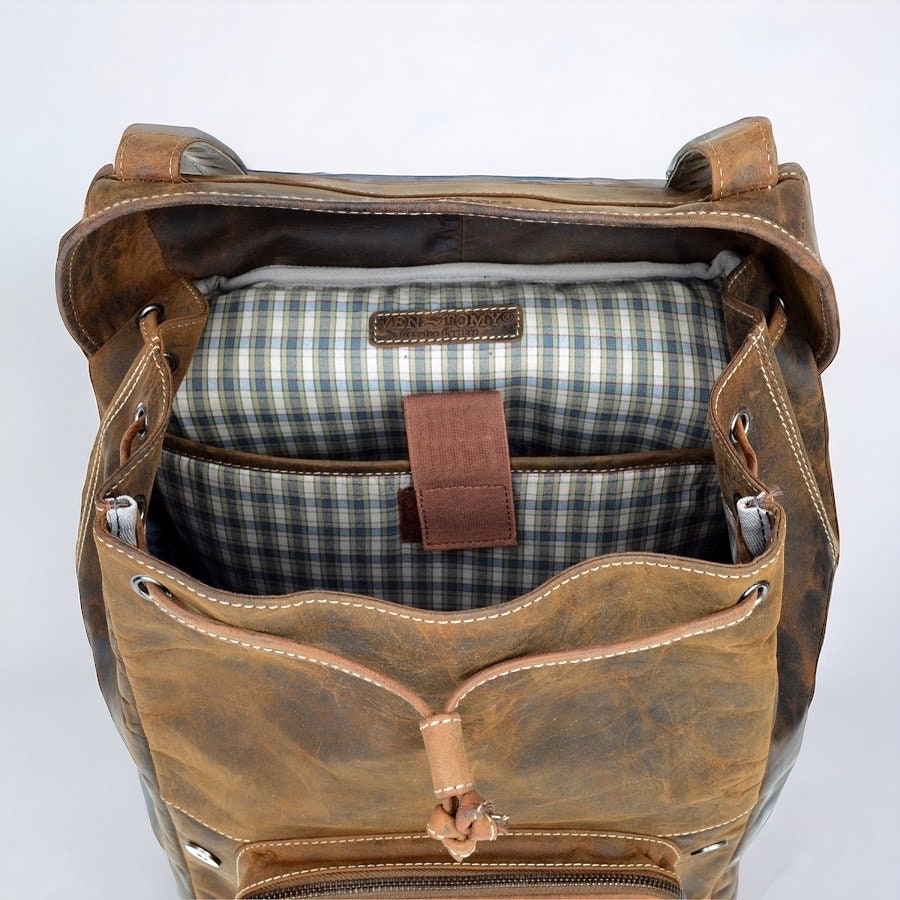 Hunterleder Rucksack | Reisetasche | Hunter-Leder | Wanderrucksack | Vintage Braun