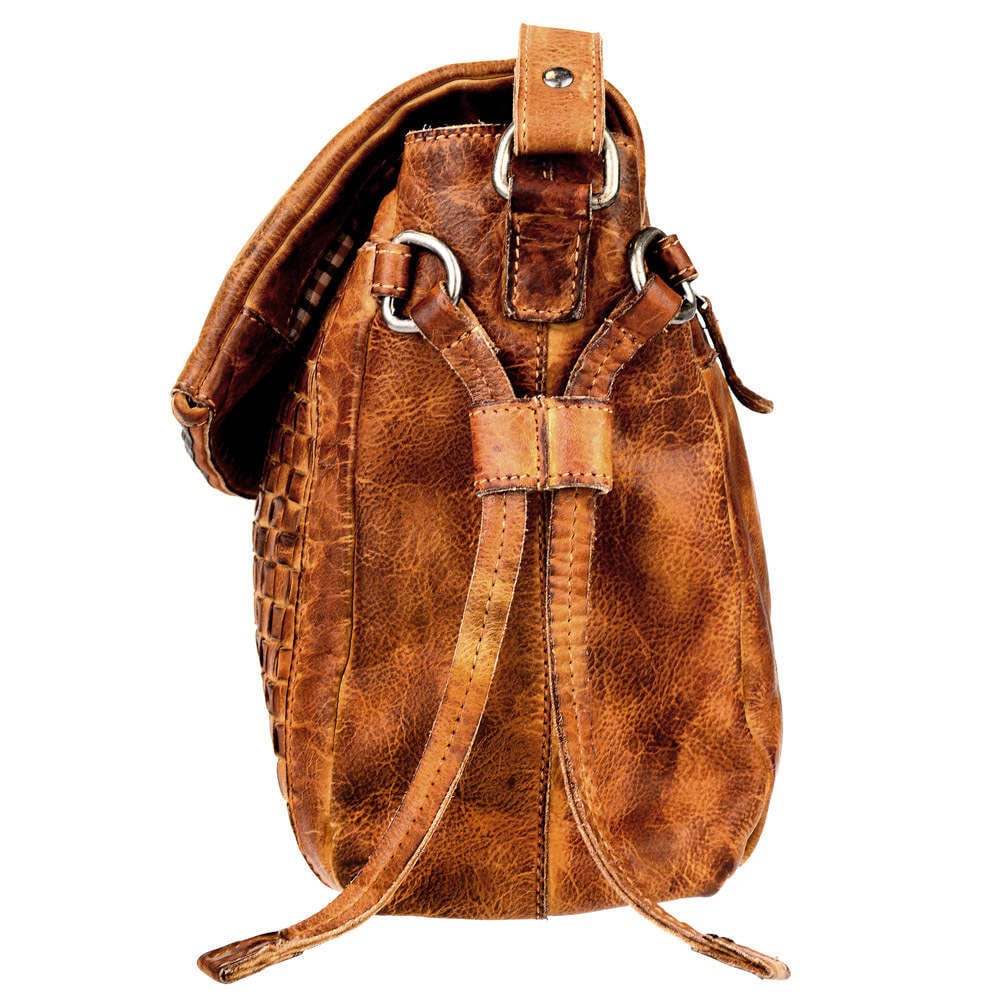 Umhängetasche geflochten | Messenger Bag | Schultertasche Waschleder
