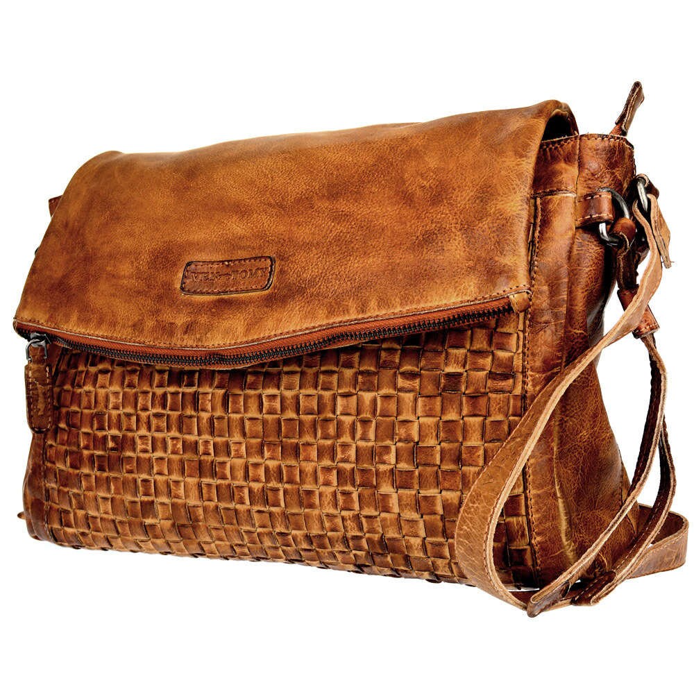 Umhängetasche geflochten | Messenger Bag | Schultertasche Waschleder
