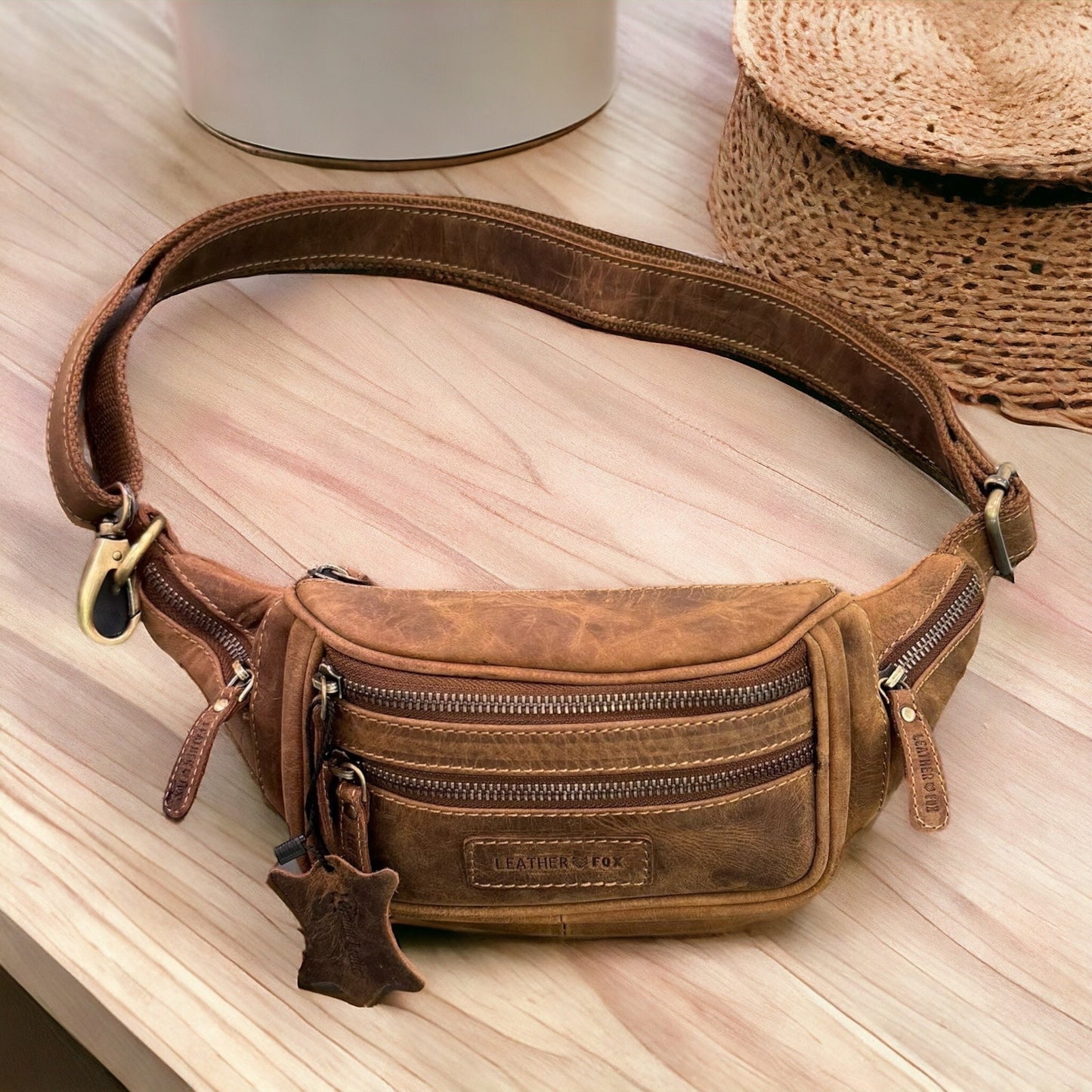 Bauchtasche aus Büffelleder | Gürteltasche | Umhängetasche | Modell B
