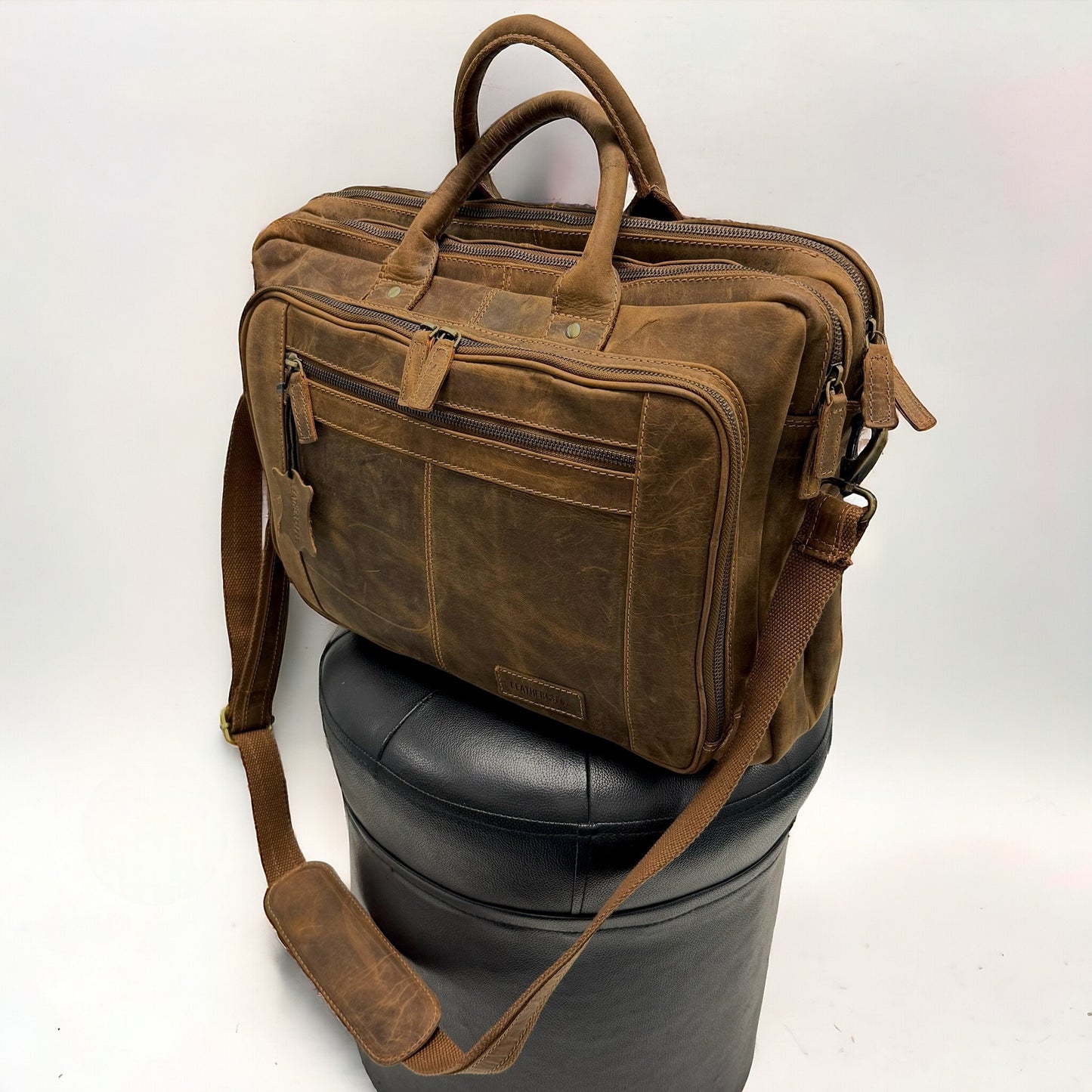 XL Laptoptasche | 3 Fächer Büffel Leder | Aktentasche | Umhängetasche | Reisetasche
